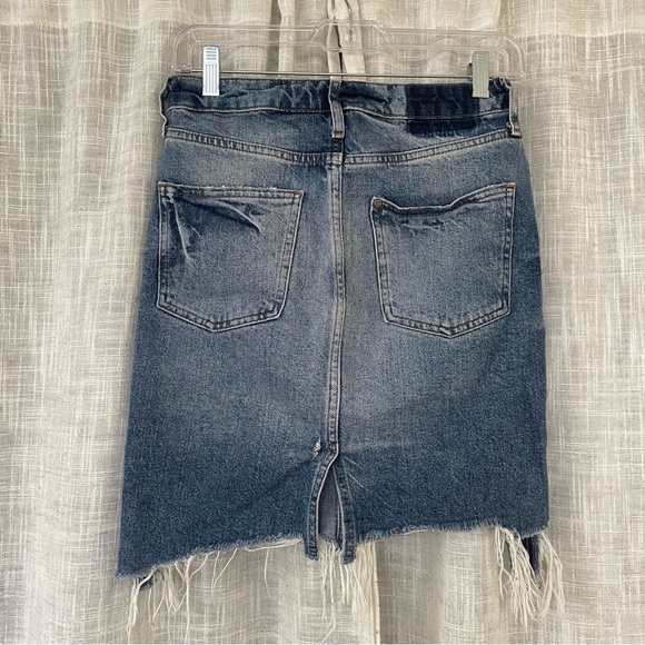 H&M Distressed Medium Wash Denim Midi Skirt - Picture 4 of 6